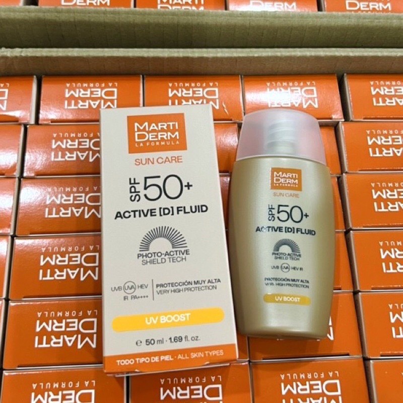 Kem chống nắng phổ rộng Martiderm bản mới Active D Fluid SPF 50+ 50ml