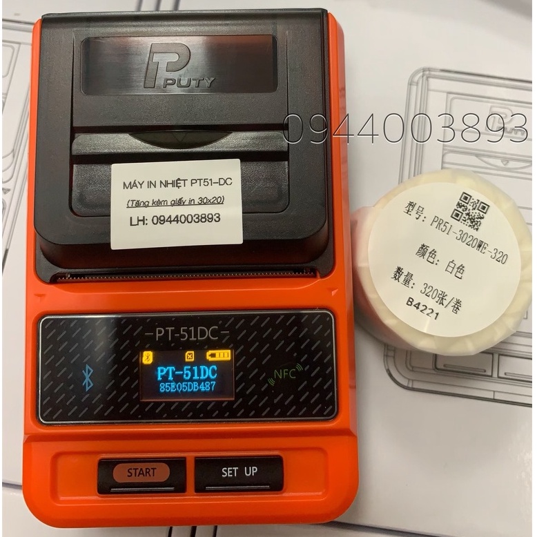 Máy in nhiệt PT-51DC Bluetooth + tặng kèm 1 cuộn giấy in 3x2cm | Giá Rẻ