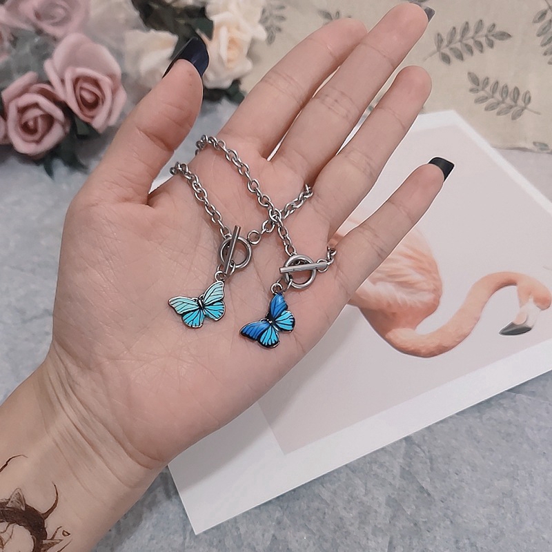 Vòng Tay Kim Loại Mặt Hình Bướm Phong Cách Harajuku Dành Cho Nữ