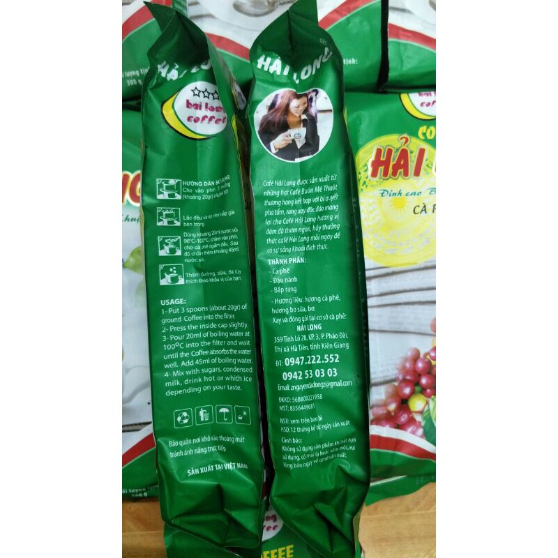 1kg Cà phê Hải Long bao bì màu xanh số 3 loại đặc biệt