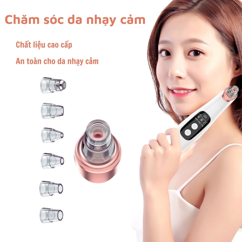 Máy hút mụn, hút mụn đầu đen, mụn cám, bã nhờn...  kèm 6 đầu hút đa dạng phù hợp cho mọi loại da H2c