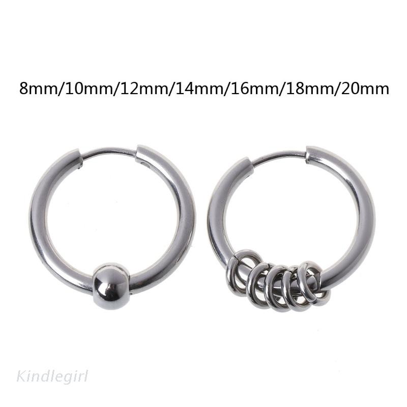 Bông Tai Tròn Bằng Thép Titan 8mm - 20mm