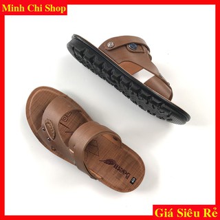 dép nam da bò có quai hậu hàng bền đẹp mẫu mới 2021