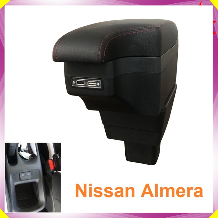 Hộp tỳ tay ô tô cao cấp Nissan Almera tích hợp 6 cổng USB