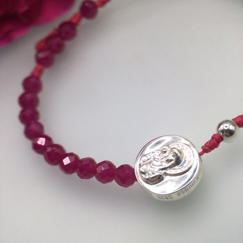 Chuỗi Mân Côi vòng tay đá Ruby nhân tạo Thánh Giá Đức Mẹ bạc S925 KimKimRosa trang sức jewelry silver Rosary bracelet