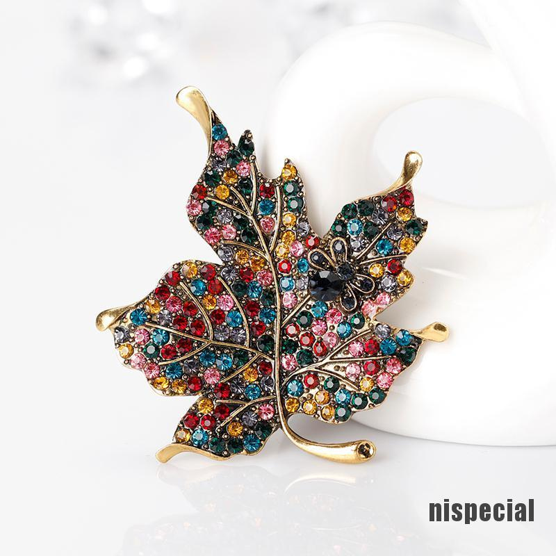 [nis-beauty] Colorful Maple Leaf Piercing Brooch Pin Collar Decor Badge Corsage Women Jewelry