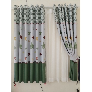 Combo Rèm cửa sổ, cửa phòng ngủ chống nắng giá rẻ, hoạ tiết ngôi sao, vũ trụ