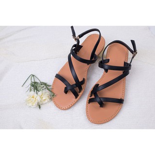 Giày sandal xỏ ngón ngang chéo MPH Shoes-đen
