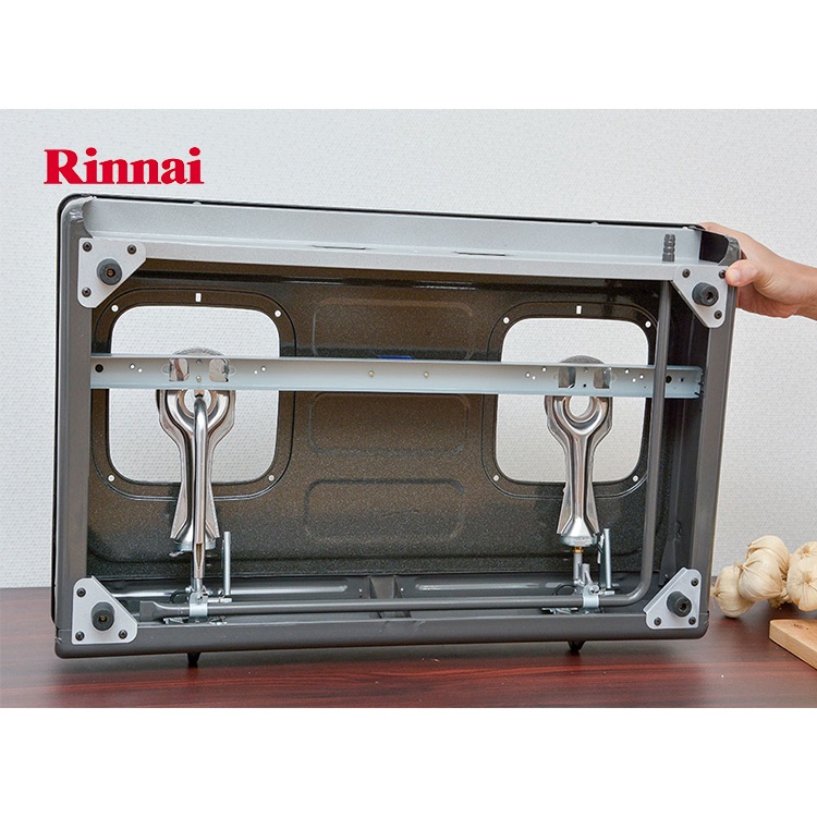 Bếp gas đôi Rinnai RV-365(G)N mặt men xám + Bộ dây van tự động ngắt Chính Hãng