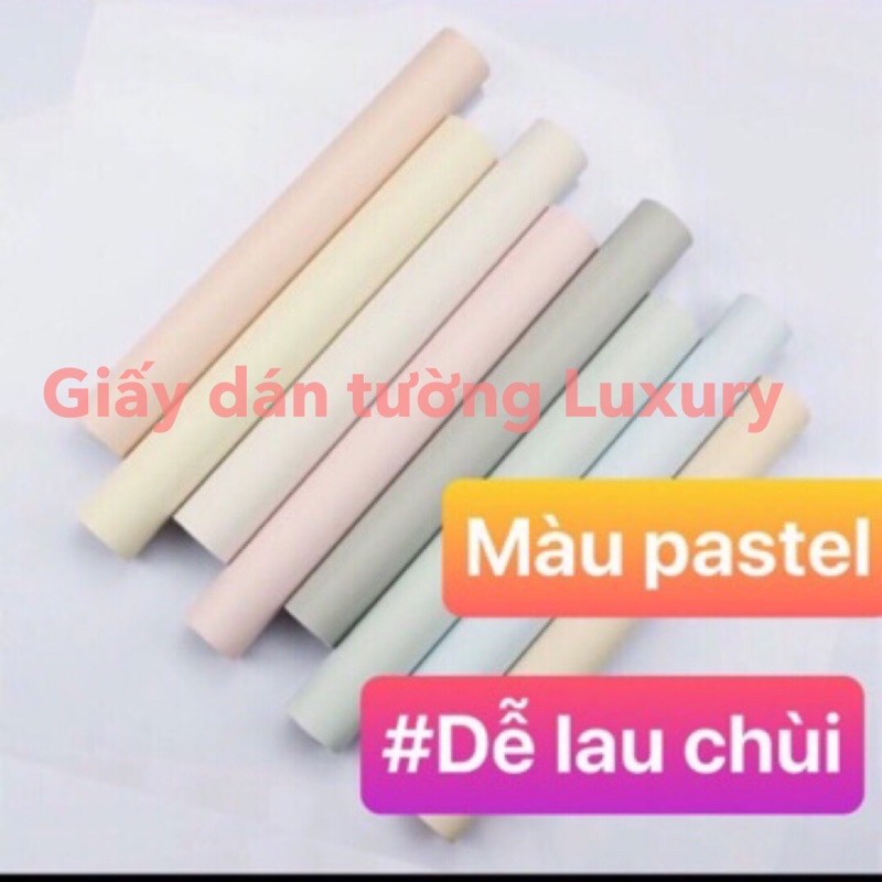 Giấy dán tường sẵn keo màu trơn_màu pastel sẵn keo cuộn dài 10m khổ 45cm giấy-dán-tường giay-dan-tuong-san-keo