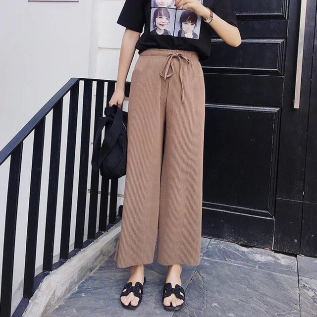 Quần ống rộng CHIPXINHXK  chất gân tăm siêu mát lạnh, len mềm, không xù