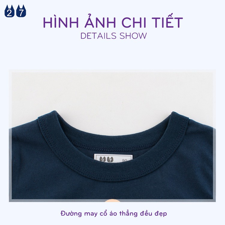 Áo thun bé trai 27KIDS áo cotton cộc tay cho bé họa tiết vương miện hàng xuất Âu Mỹ