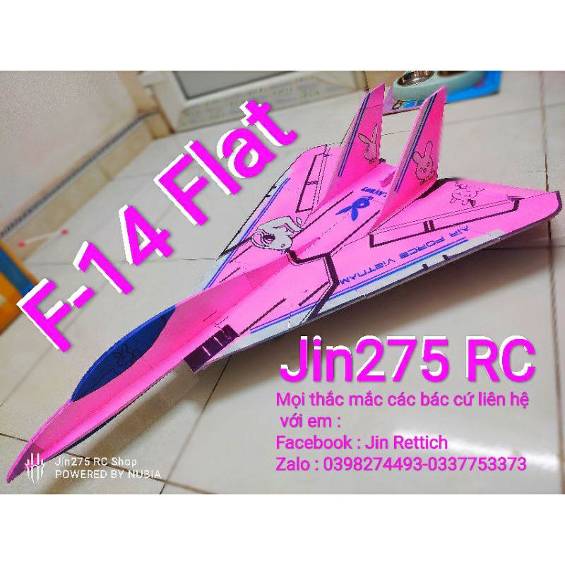 Bộ vỏ kit máy bay F14 Flat cố định cánh sải 64cm -72 cm