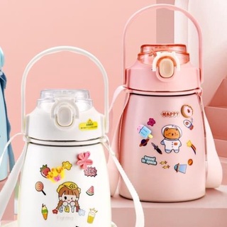 Bình giữ nhiệt Ulike 1000ml  bình nước có ống hút inox 304 giữ nhiệt 12h tặng Sticker trang trí