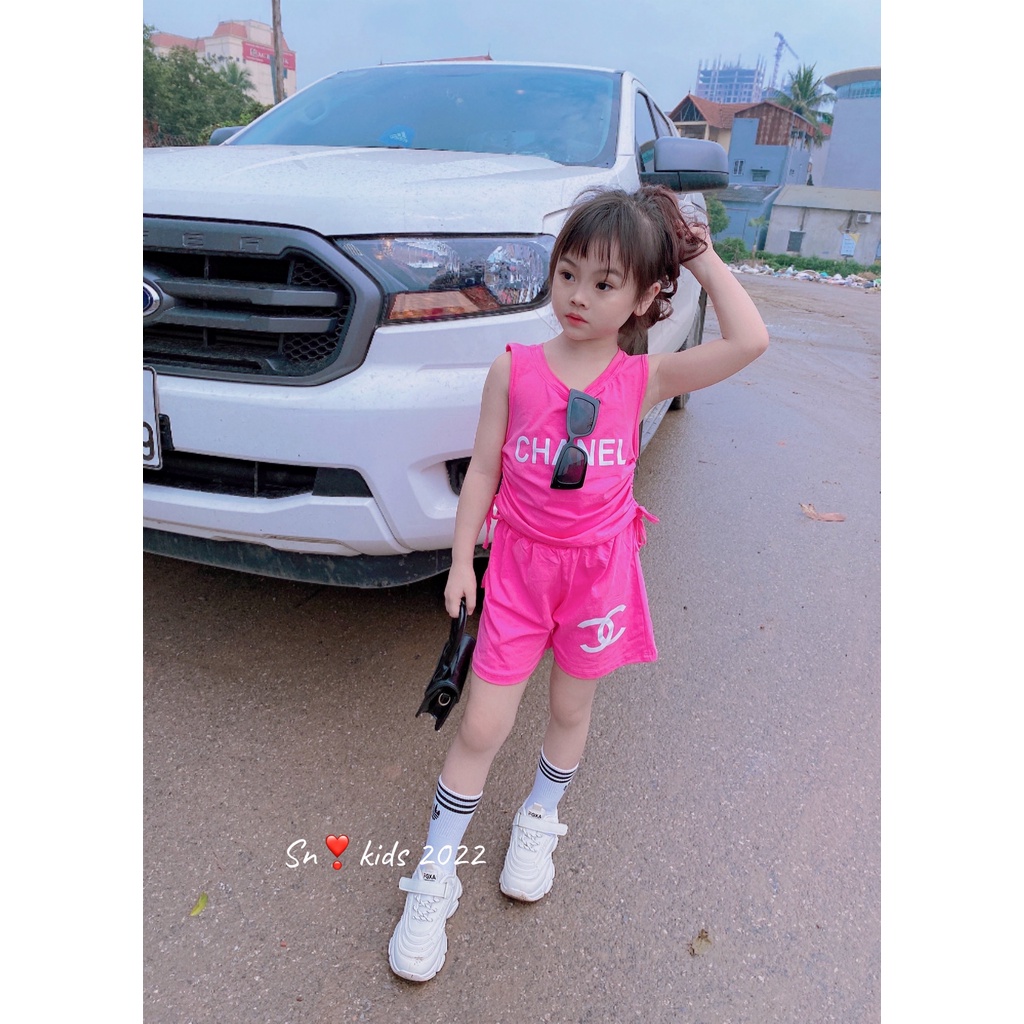 Quần áo bé gái, bộ quần áo sát nách C..N rút 2 bên hông sành điệu cho bé
