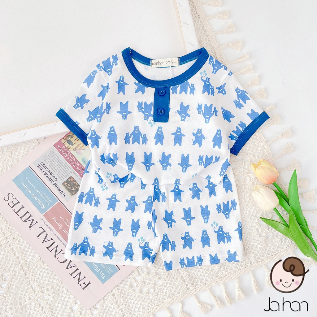 [MÀU NGẪU NHIÊN] Combo 4Bộ Cộc Tay Cho Bé Trai, Bé Gái Minky Mom Vải Cotton Borip Động Vật, Đồ Bộ Cho Bé Mặc Nhà MKM2212