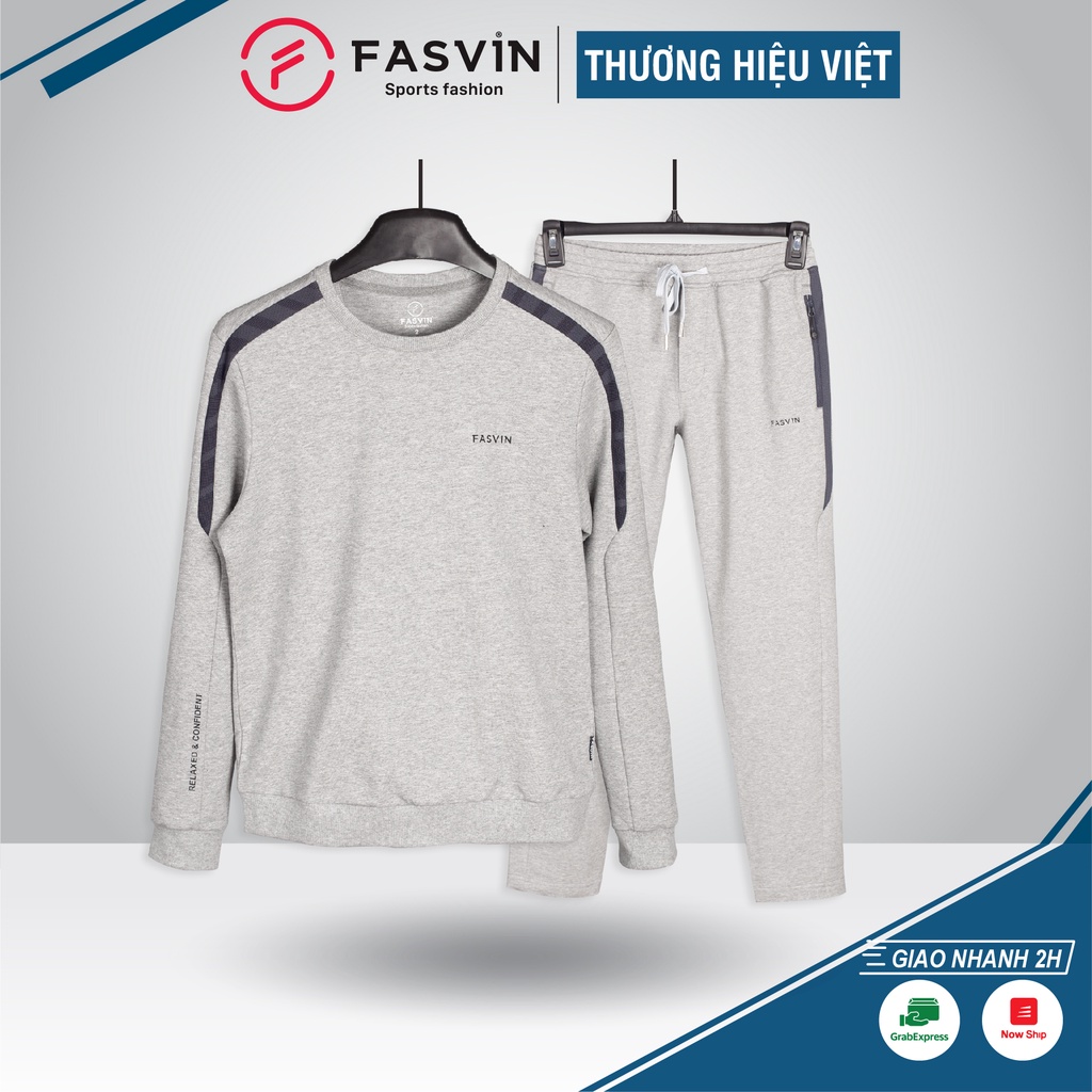 Bộ quần áo thể thao nam Fasvin CT20428.HN chất vải nỉ cotton dày dặn cao cấp.