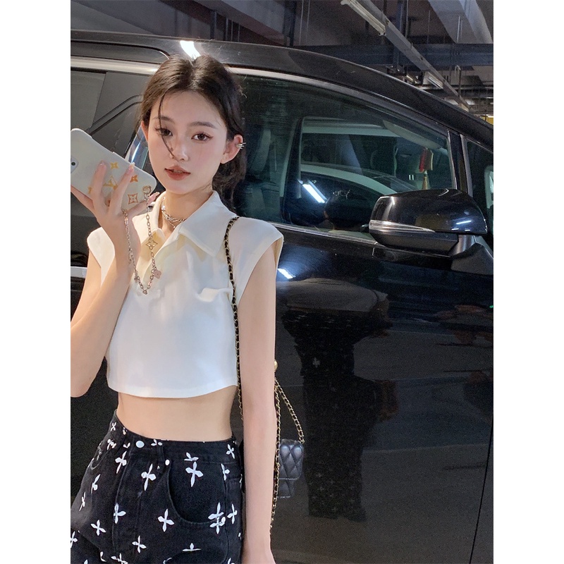 QKOOLE  Áo Thun Croptop Nữ Tay Ngắn Màu Trơn Phong Cách Hàn Quốc