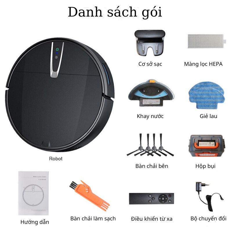 Robot hút bụi thông minh điều khiển từ xa không dây E02, tự động sạc, vệ sinh sàn nhà lên kế hoạch hút cho gia đình