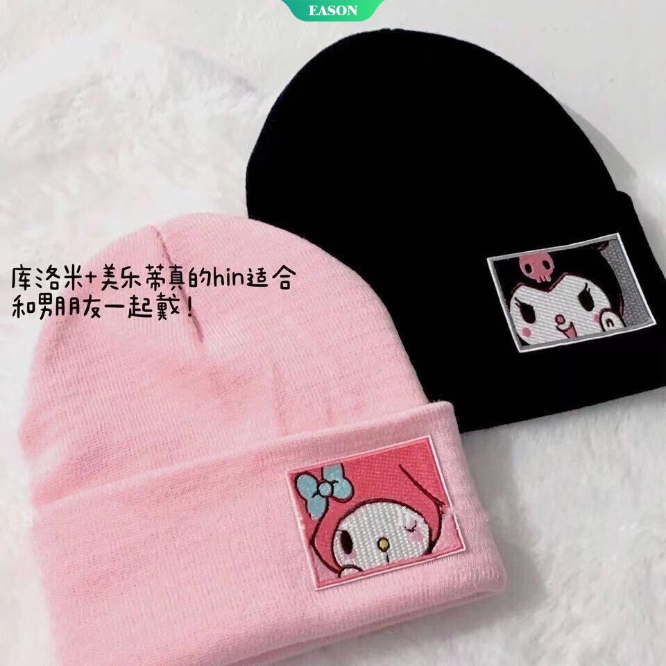 SANRIO Nón Len Giữ Ấm Mùa Đông In Hình Kuromi Dễ Thương Cho Cặp Đôi