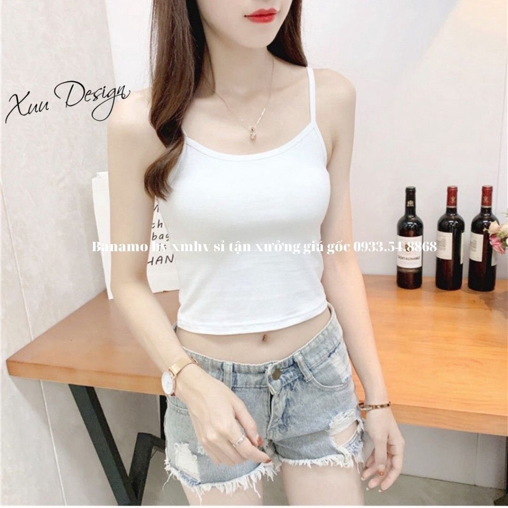 Áo hai dây nữ chất cotton siêu đẹp co giãn tốt thời trang Banamo fashion áo thun nữ hai dây 3122