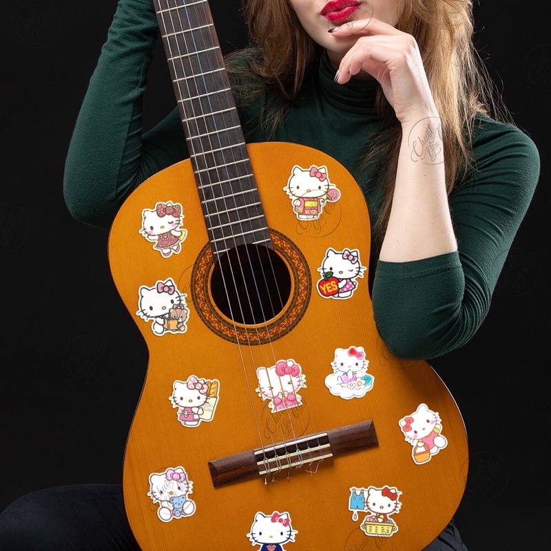 Combo 30/60 sticker mèo hellokitty decal chống nước dán trang trí điện thoại laptop nón bảo hiểm xe máy NT 52