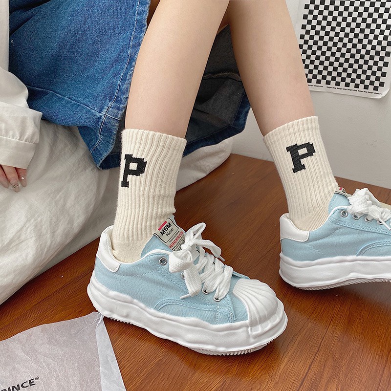 Giày Ulzzang phong cách Hàn Quốc chất liệu Canvas cao cấp / giày mũi sò đế nhăn