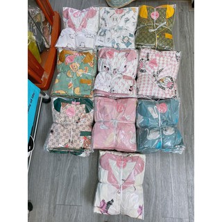 Bộ ngủ lụa pijama hoạ tiết quần đùi mã v222