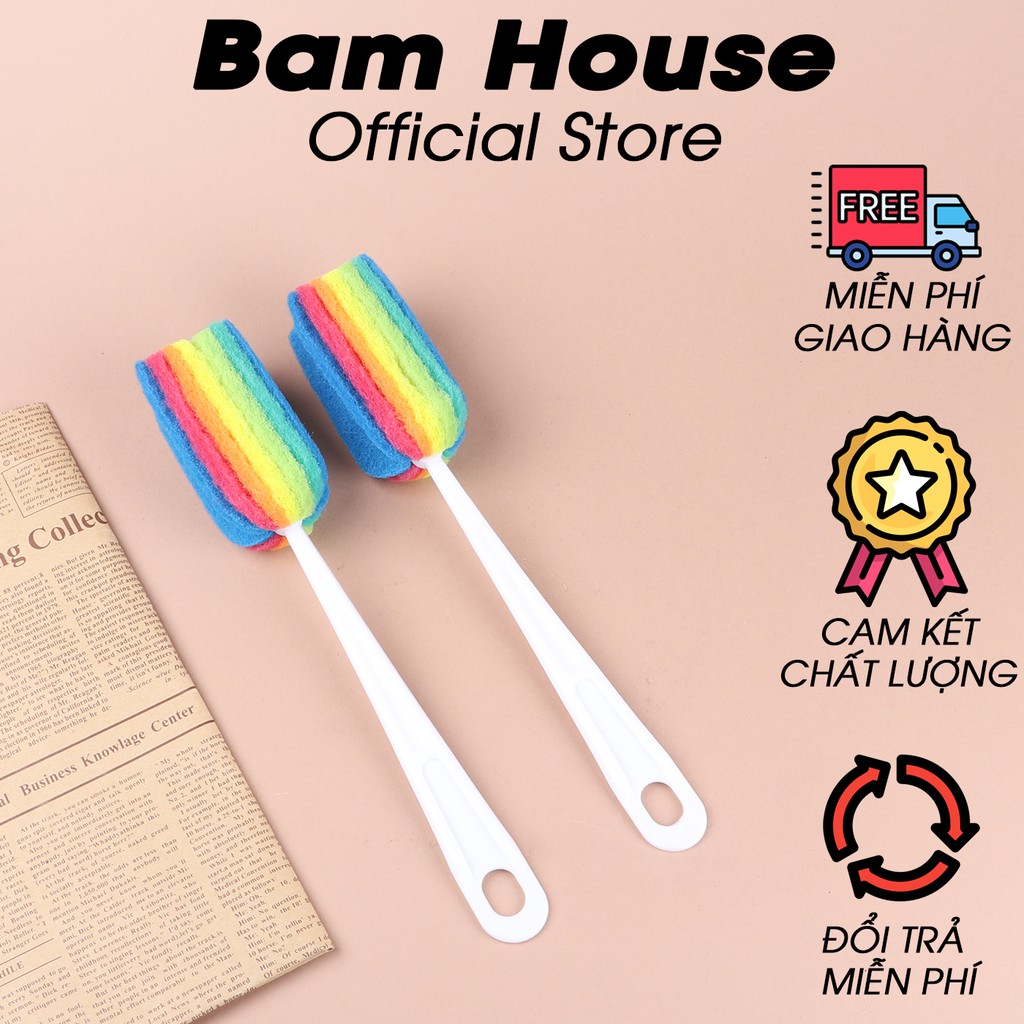 Dụng cụ chùi rửa ly, cốc, bình Bam House cầu vồng cao cấp CR01 - Gia dụng bếp