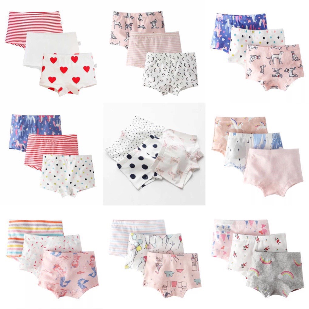 Set 3 quần Chip Bé Gái KDT of ME - Quần Lót Đùi Trẻ Em Cotton Cao Cấp Mềm Mại Bảo Vệ Vùng Kín