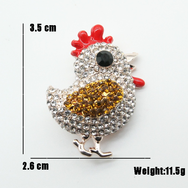 Cute chicken brooch high grade diamond animal brooches pin woman party decoration