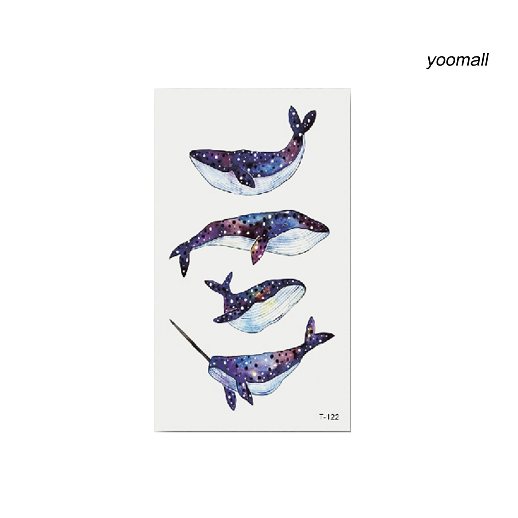 [Hàng mới về] Tờ Hình Xăm Dán Tạm Thời Chống Nước Hình Bóng Đèn / Cá Voi / Hoa Mận Dễ Thương