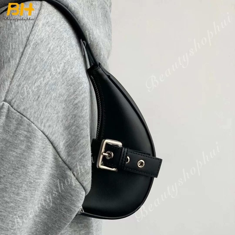 Túi Xách Mini Kẹp Nách Hình Bán Nguyệt Màu Bạc Thời Trang Mới Cho Nữ