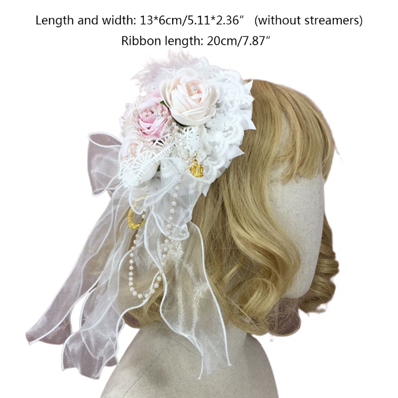 Kẹp Tóc Đính Hạt Ngọc Trai / Ren Hoa / Lông Vũ / Ruy Băng Phong Cách Lolita Nhật Bản Ngọt Ngào