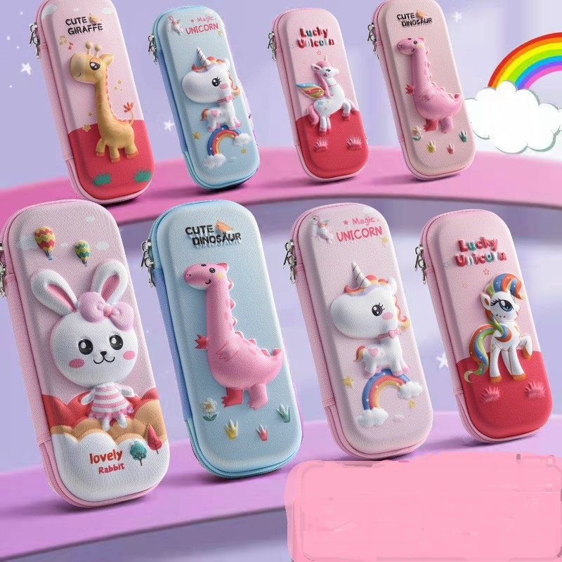Hộp Đựng Bút Chì Tẩy Sức Chứa Lớn Dạng Nổi Hình 3d Dễ Thương Cho Bé