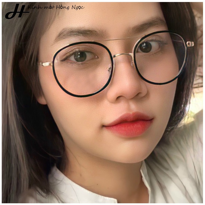 Mắt kính gọng tròn, tròng kính 0 độ lọc ánh sáng xanh máy tính, phù hợp nhiều khuôn mặt