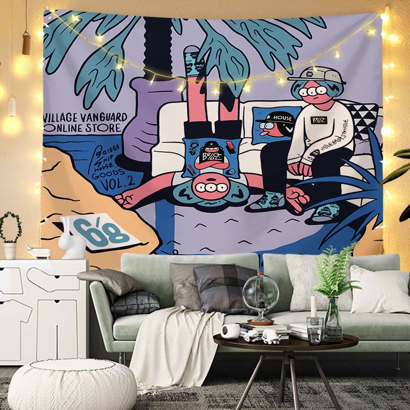 Thảm treo tường trang trí phòng ngủ in họa tiết hoạt họa