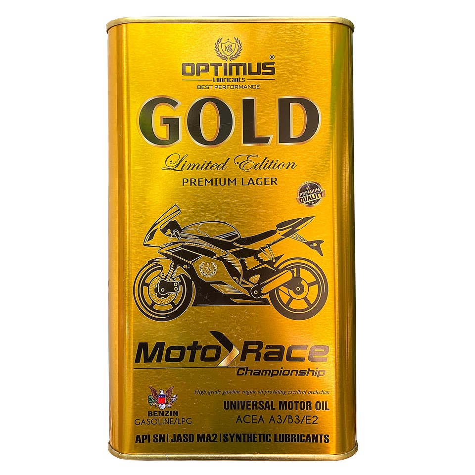 Nhớt động cơ xe gắn máy 4 thì siêu cao cấp OPTIMUS GOLD ® 4T- 1.3L / API SN / 10W40 / JASO MA2 - MB
