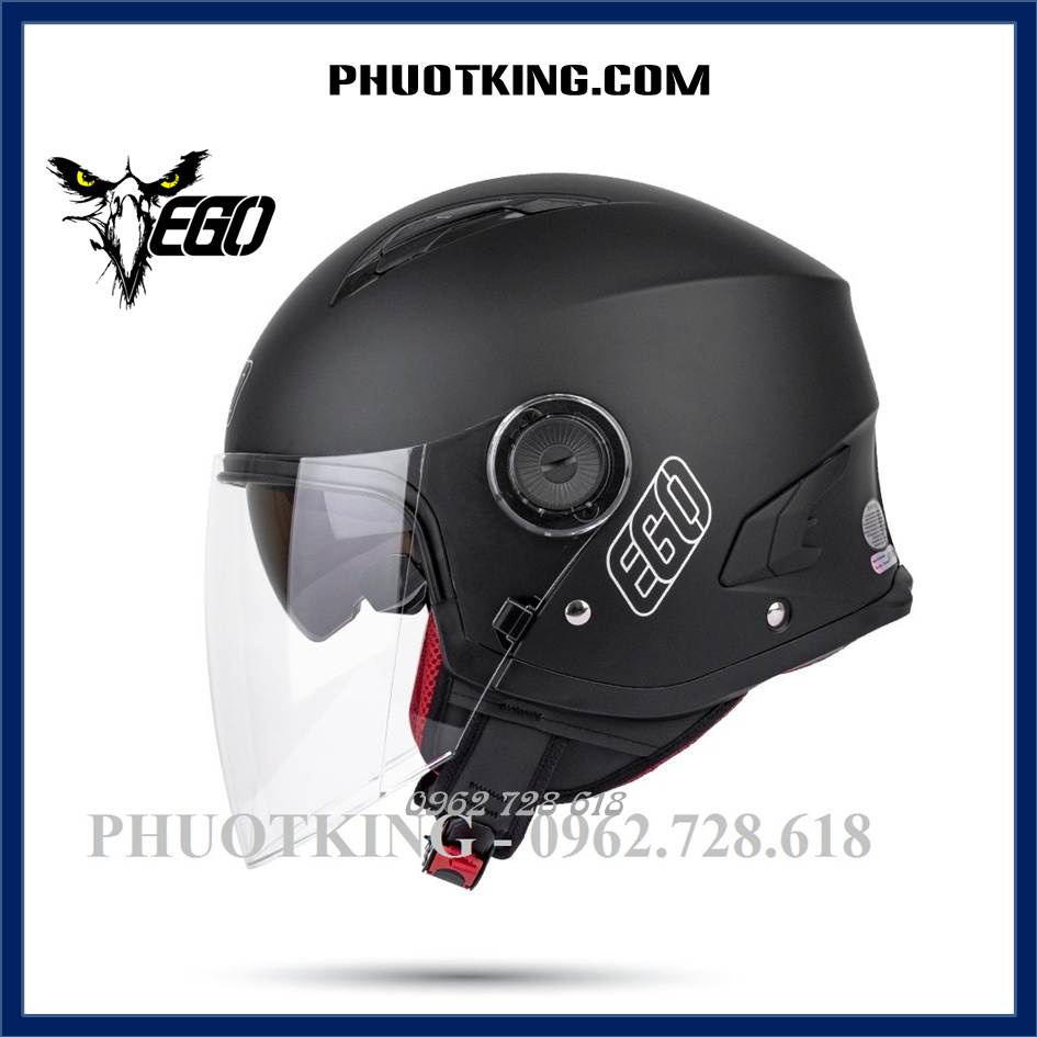 Mũ bảo hiểm 3/4 2 kính EGO E41 chính hãng tặng khăn ninja