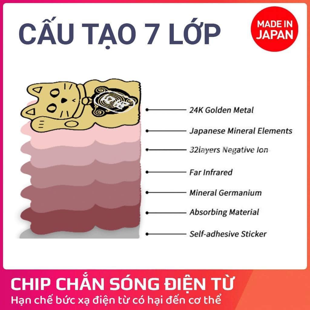 Miếng Dán Dạng Chip Hitoki Chặn Sóng Điện Từ, Ngăn Cản Bức Xạ Hình Mèo Thần Tài