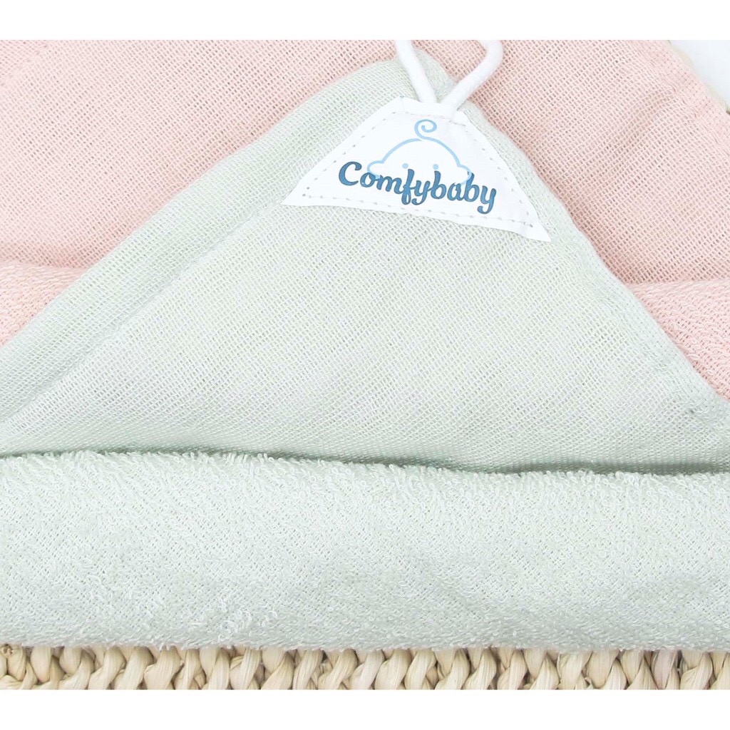 Made in Việt Nam - Bộ 2 khăn mặt - kỳ tắm cho bé 100% Cotton cao cấp Comfybaby