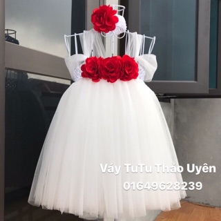 Váy thiết kế cho bé gái màu trắng (tặng băng đô)