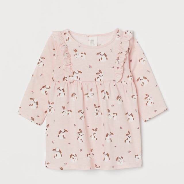 Váy thu đông thỏ hồng HM UK mẫu mới săn sale size 12-18m đến 1,5-2Y