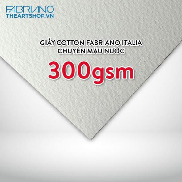 Hàng chính hãng Giấy vẽ màu nước Cotton FABRIANO (made in ITALIA) - EXTRA WHITE - COLD PRESSED 300gsm