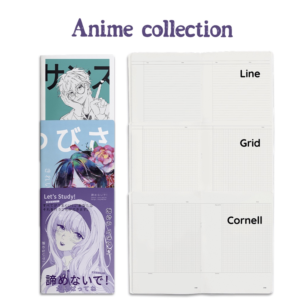 Vở ruột kẻ ô 100 gsm - Style Anime 80 Trang - Bìa OTP - Ong Mặt Bự