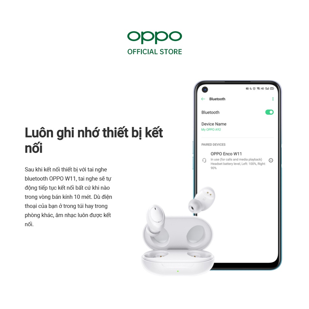 Tai nghe Bluetooth True Wireless Oppo Enco W11 - Hàng Chính Hãng