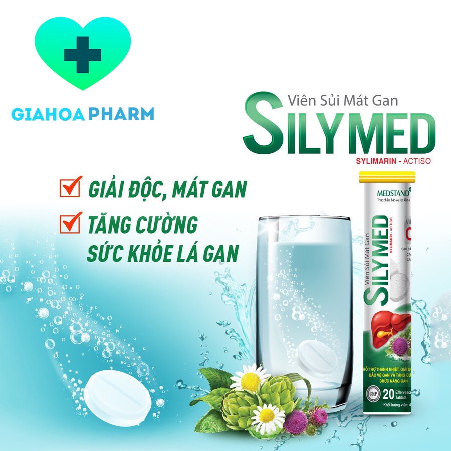 Viên sủi mát gan Silymed hỗ trợ thanh nhiệt, giải độc, bảo vệ gan và tăng cường chức năng gan  - Tuýp 20 viên