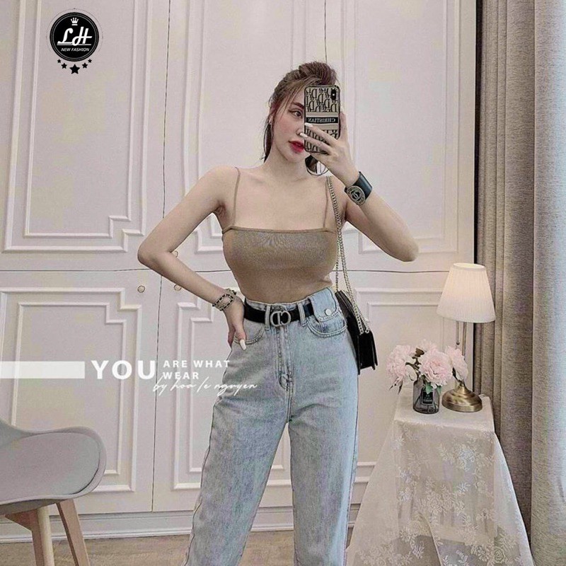 Quần baggy jeans nữ 1 túi đắp màu xanh nhạt (MS58)