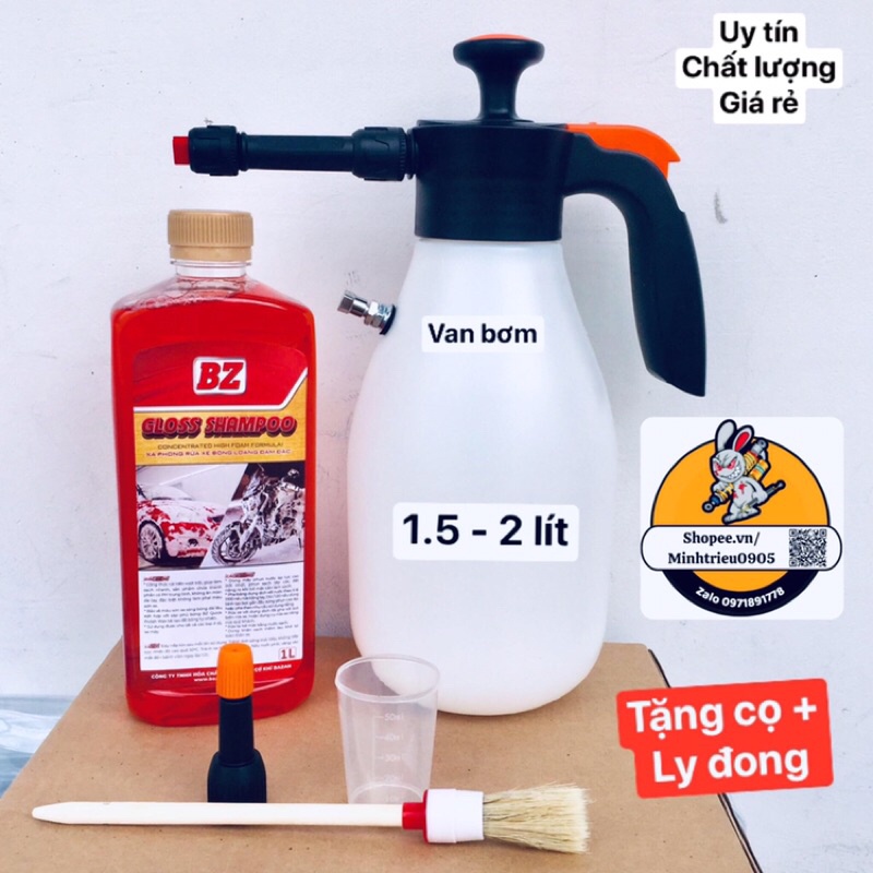 Bình xịt bọt tuyết rửa xe 1.5 lít - 2.0 lít - Bình rửa xe cao cấp [ Tặng cọ rửa xe ]