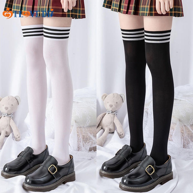 Vớ Cổ Cao Qua Đầu Gối Kẻ Sọc Thời Trang Mùa Hè Thoáng Khí Cho Nữ